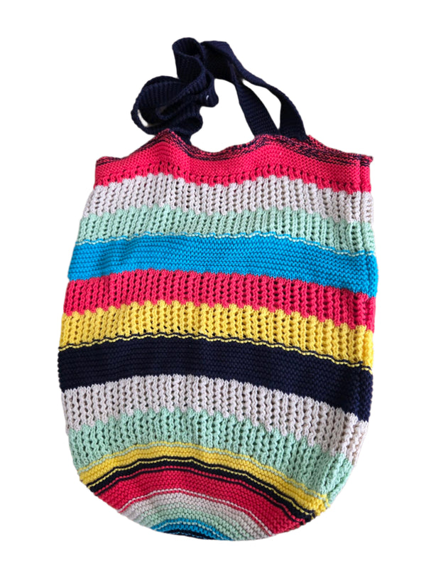 Handgebreide veelkleurige shopper