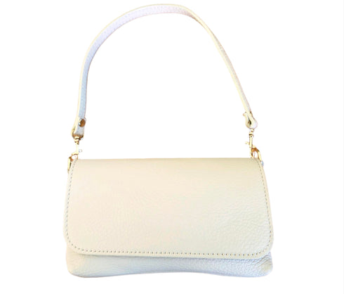 Leren portemonnee ecru - met lange / korte riem