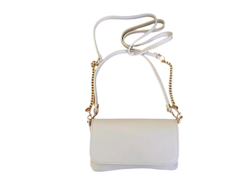 Leren portemonnee ecru - met lange / korte riem