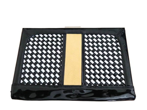 Retro 70's portemonnee zwart en wit leer