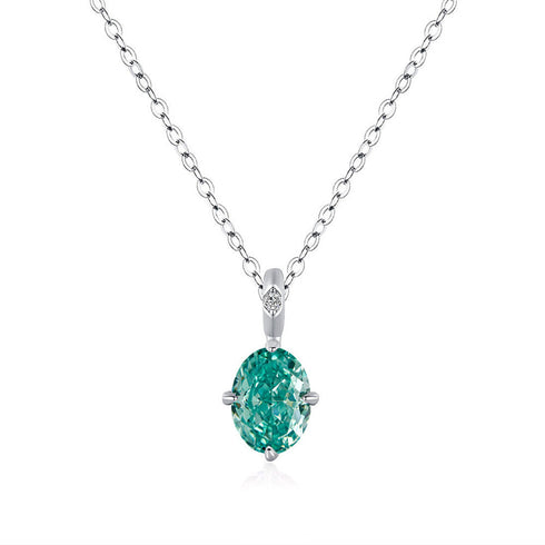 Mint Green Diamond Egg Necklace
