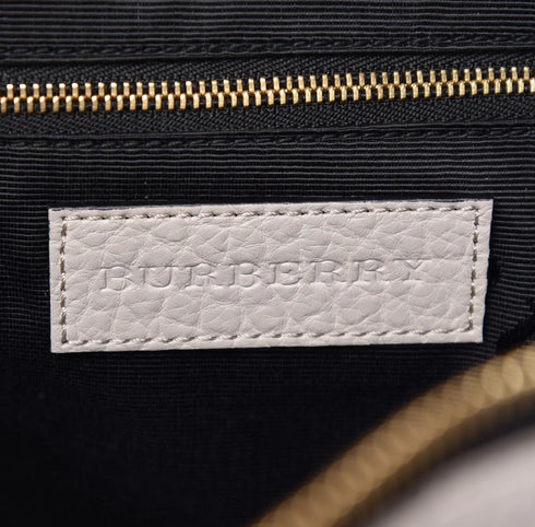 Burberry Heritage Grain Check Embossed Medium Dewsbury Tote Stone White