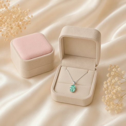 Mint Green Diamond Egg Necklace