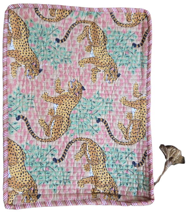 Laptoptas - geel/groen/luipaard